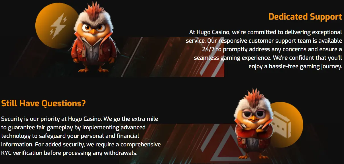 hugo casino customer support